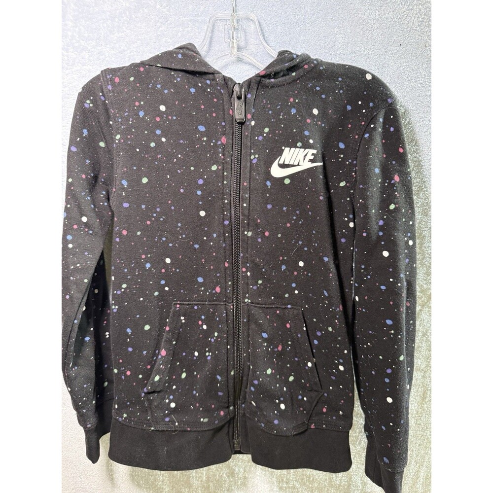 NIKE Unisex Boys/girls/Kids Full-Zip Hoodie Splatter Paint Black, Size S 4-5